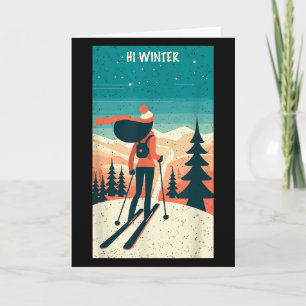 Winter Holiday Ski Christmas X-mas Skiing Skier Wo Card
