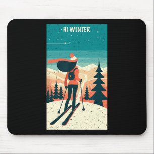 Winter Holiday Ski Christmas X-mas Skiing Skier Wo Mouse Pad