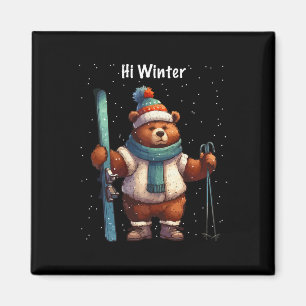Winter Holiday Skier Animal Christmas Ski Skiing X Magnet