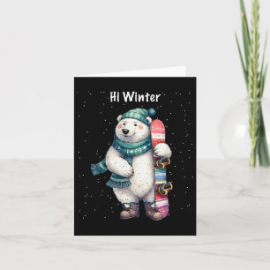 Winter Holiday Snowboarding Animal Christmas Snowb Card