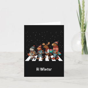 Winter Holiday Snowboarding Animals Christmas Snow Card