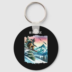 Winter Holiday Snowboarding Christmas Xmas Snowboa Key Ring