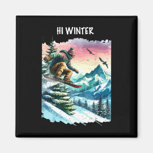 Winter Holiday Snowboarding Christmas Xmas Snowboa Magnet