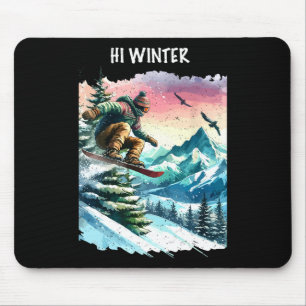 Winter Holiday Snowboarding Christmas Xmas Snowboa Mouse Pad