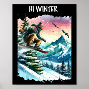 Winter Holiday Snowboarding Christmas Xmas Snowboa Poster