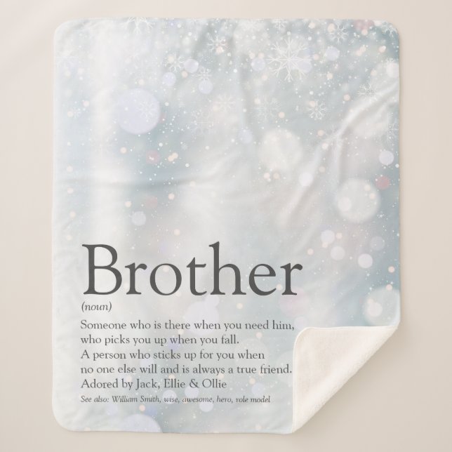 Winter Holiday Snowflakes Cool Brother Quote Sherpa Blanket (Front)