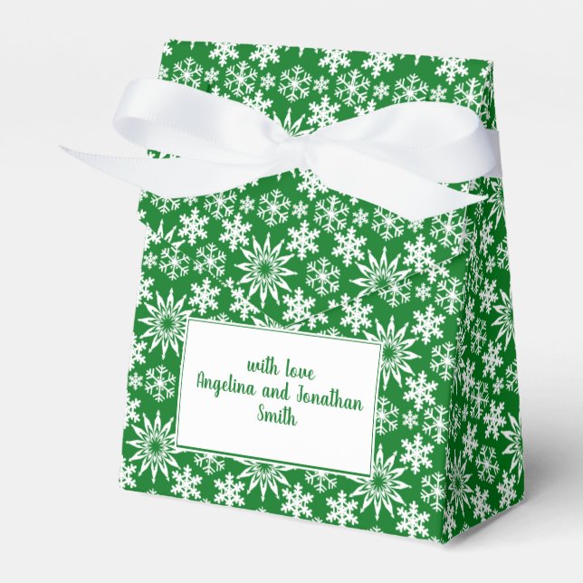 Winter Holiday Snowflakes Personalizable Favour Box (Front Side)
