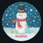 Winter Holiday Snowman Christmas Sticker<br><div class="desc">Fun navy blue,  red and white snowman sticker. A fun finishing touch for your Christmas cards.</div>