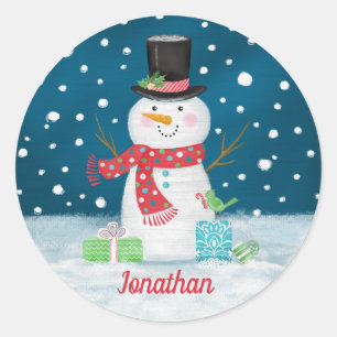 Winter Holiday Snowman Christmas Sticker