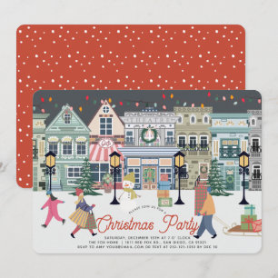 Winter Holiday Town Christmas Party Card