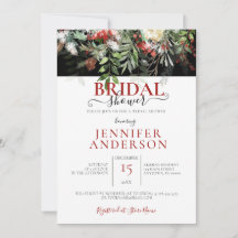 Winter Holiday Watercolor Floral Arrangment Shower