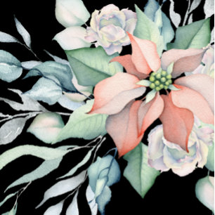 Winter Holiday Watercolor Pink Poinsettia Shower Invitation