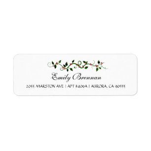 Winter Holiday Wedding Holly Berry Return Address Label