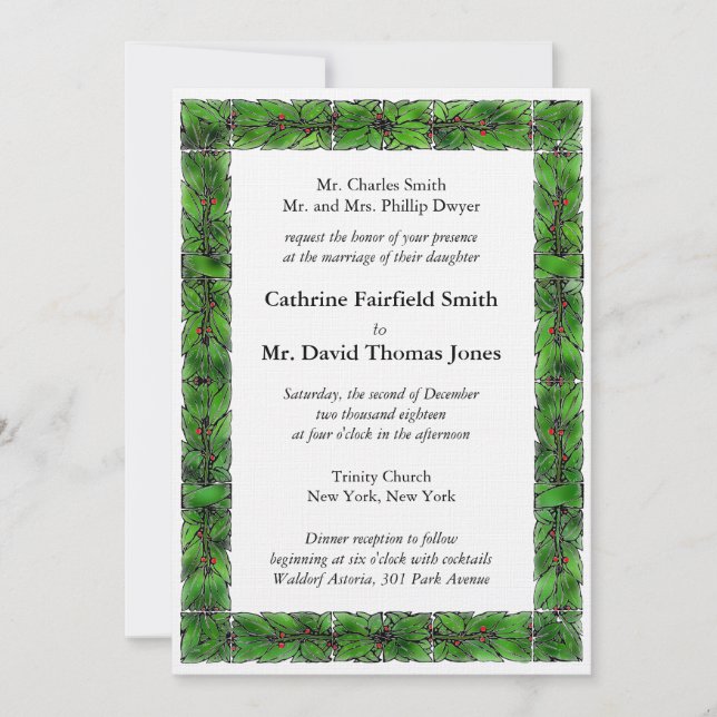 Winter Holiday Wedding Invitation (Front)