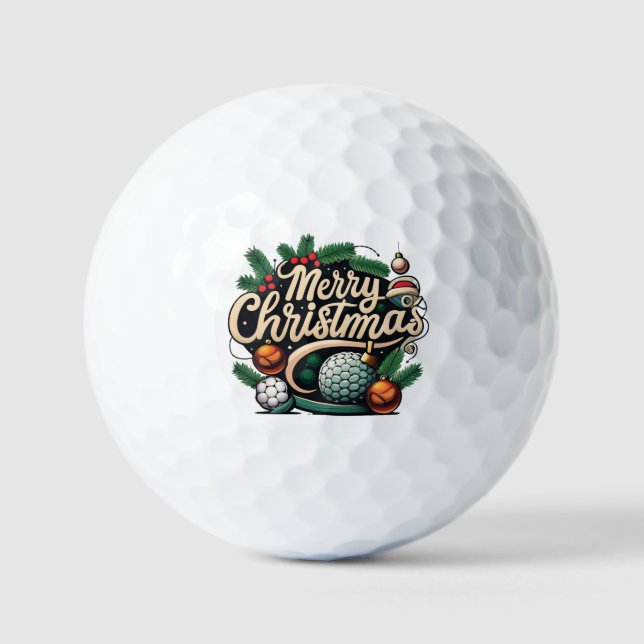 Winter holiday with greeting "Merry Christmas" Golf Balls (Front)