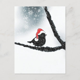 Winter Holidays Bird on a Snowy Branch Postcard