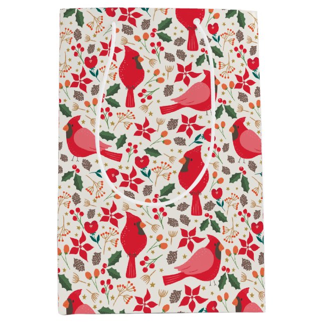 Winter Holidays Cardinals  Medium Gift Bag (Front)