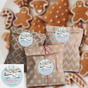 Winter Holidays Christmas Custom Name Classic Round Sticker