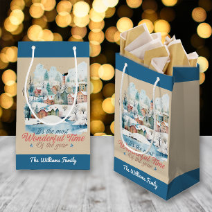 Winter Holidays Christmas Custom Name Small Gift Bag