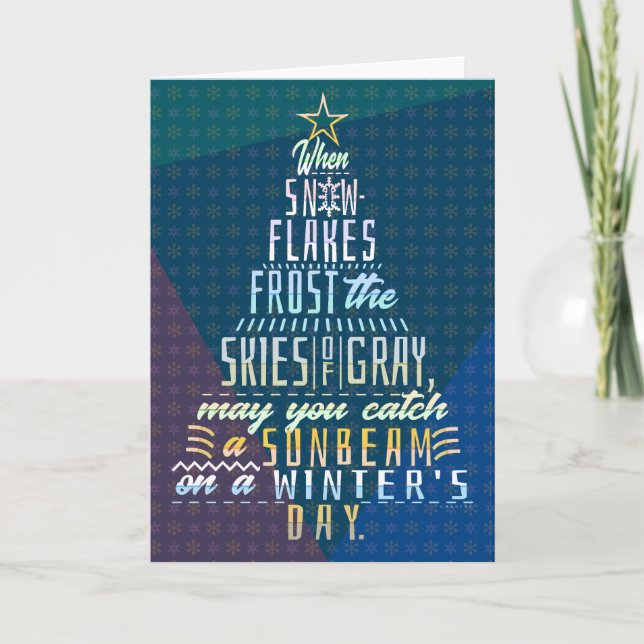 Winter Holidays Christmas Tree Snowflakes Poem Holiday Card (Front)