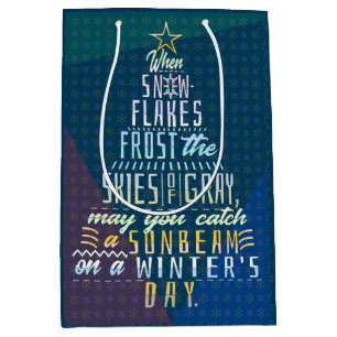 Winter Holidays Christmas Tree Snowflakes Poem Medium Gift Bag