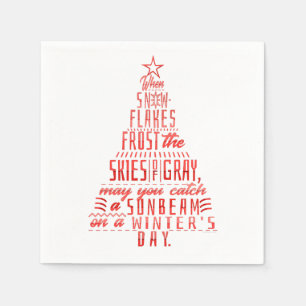 Winter Holidays Christmas Tree Snowflakes Poem Napkin