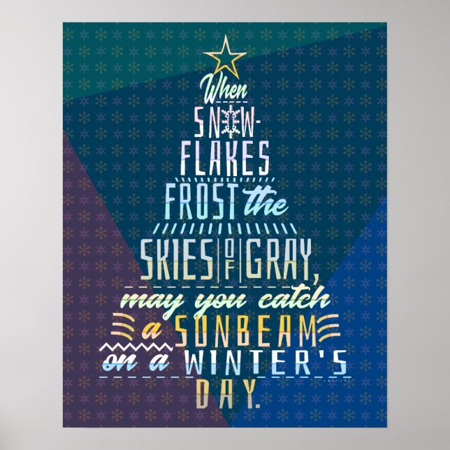 Winter Holidays Christmas Tree Snowflakes Poem Poster (Front)
