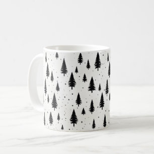Winter Holidays Christmas trees black and white Coffee Mug
