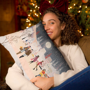 Winter Holidays Christmas Village Lumbar Cushion