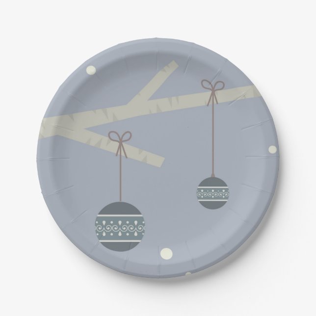 Winter holidays forest tree  paper plate (Front)