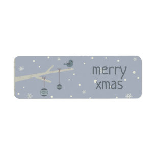 Winter holidays forest tree sparrow bird return address label