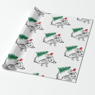 Winter Holidays Gift Wrap  Hedgehog