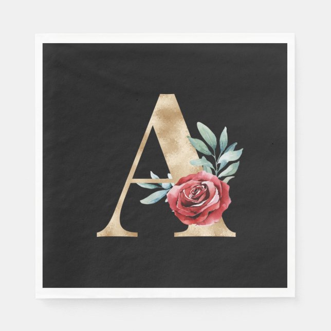 Winter holidays initials  letter A Napkin (Front)