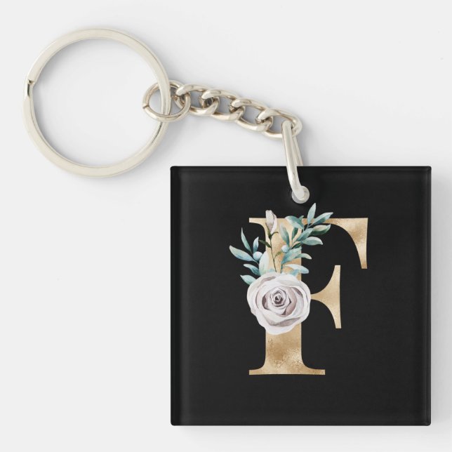 Winter holidays initials  letter F Key Ring (Front)