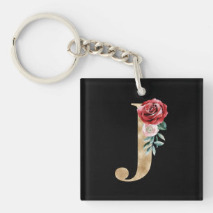 Winter holidays initials letter J Key Ring