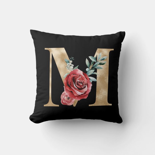 Winter holidays initials  letter M Cushion (Front)