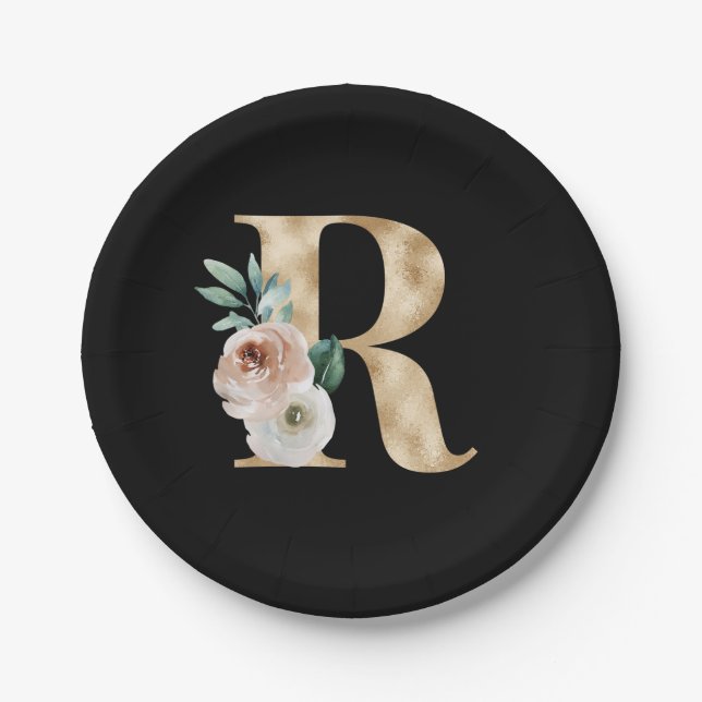 Winter holidays initials  letter R Paper Plate (Front)
