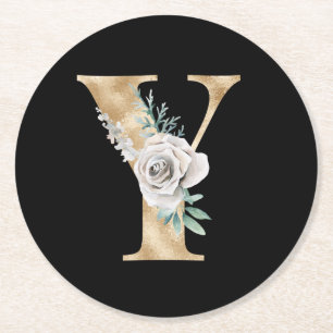 Winter holidays initials letter Y Round Paper Coaster