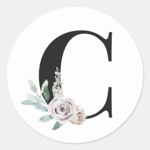 Winter holidays initials sticker letter C