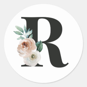 Winter holidays initials sticker letter R