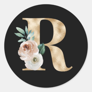 Winter holidays initials sticker letter R