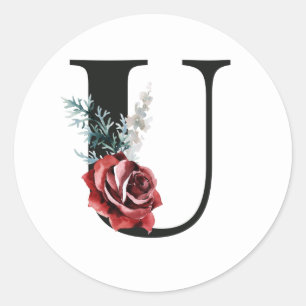 Winter holidays initials sticker letter U