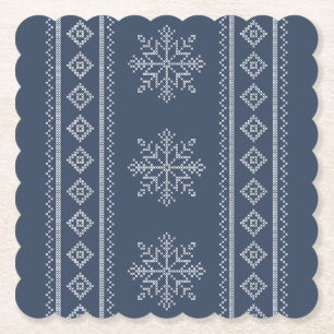 Winter holidays knitwear snowflake design paper coaster