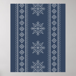 Winter holidays knitwear snowflake design poster