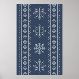 Winter holidays knitwear snowflake design poster