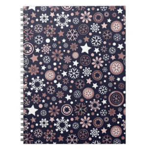 Winter holidays modern blue pink snowflakes notebook