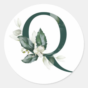 Winter holidays MONOGRAM white berries   Classic Round Sticker