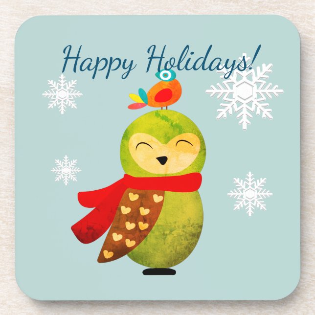 Winter Holidays Owl Coaster (Front)