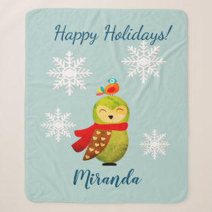 Winter Holidays Owl Sherpa Blanket