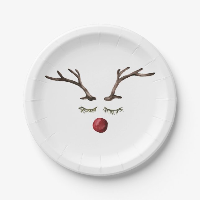 Winter holidays Rudolph Paper Plate (Front)
